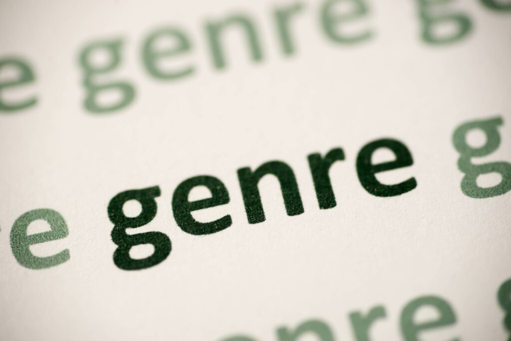 word genre printed on paper macro