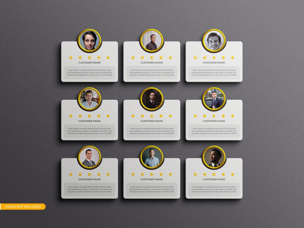 Customer feedback review or testimonial mockup